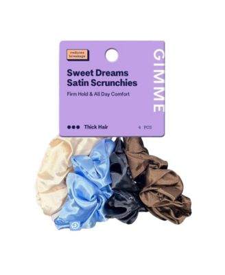 Large Satin Hair Scrunchies  Soft, No Breakage Scrunchies Perfect for Thick Hair and Bedtime Wear 4 Pack