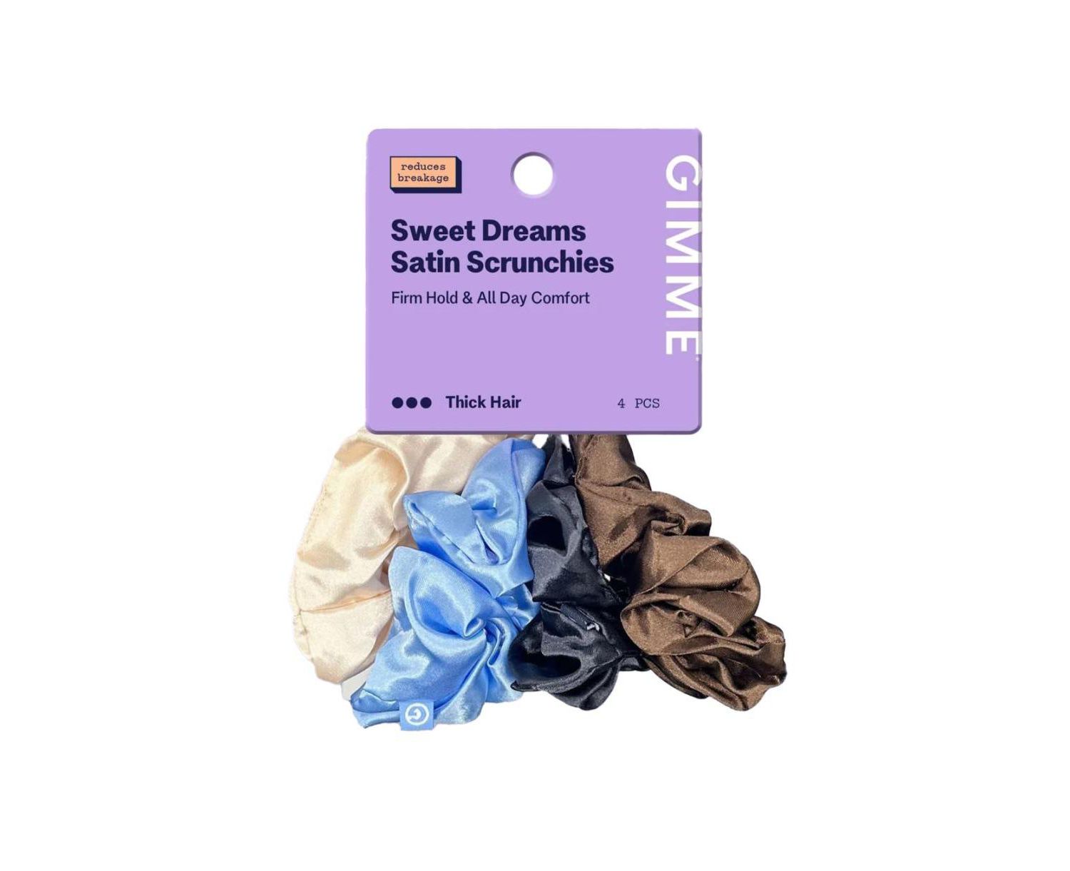 Large Satin Hair Scrunchies Soft, No Breakage Scrunchies Perfect for Thick Hair and Bedtime Wear 4 Pack