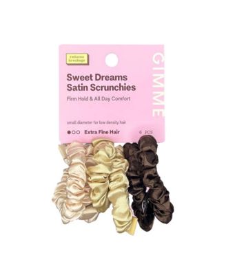 Slim Satin Hair Scrunchies  Soft, No Breakage Scrunchies Perfect for Fine Hair and Bedtime Wear 6 Pack