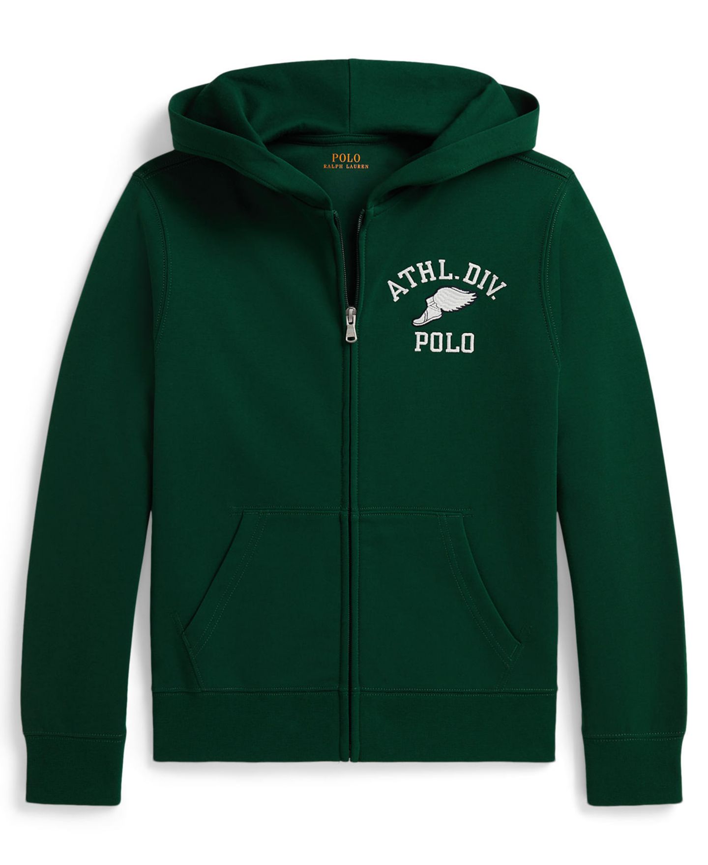Худи Polo Ralph Lauren Logo Double-Knit Full-Zip для мальчиков, цвет: Тёмно-зелёный — фото 1