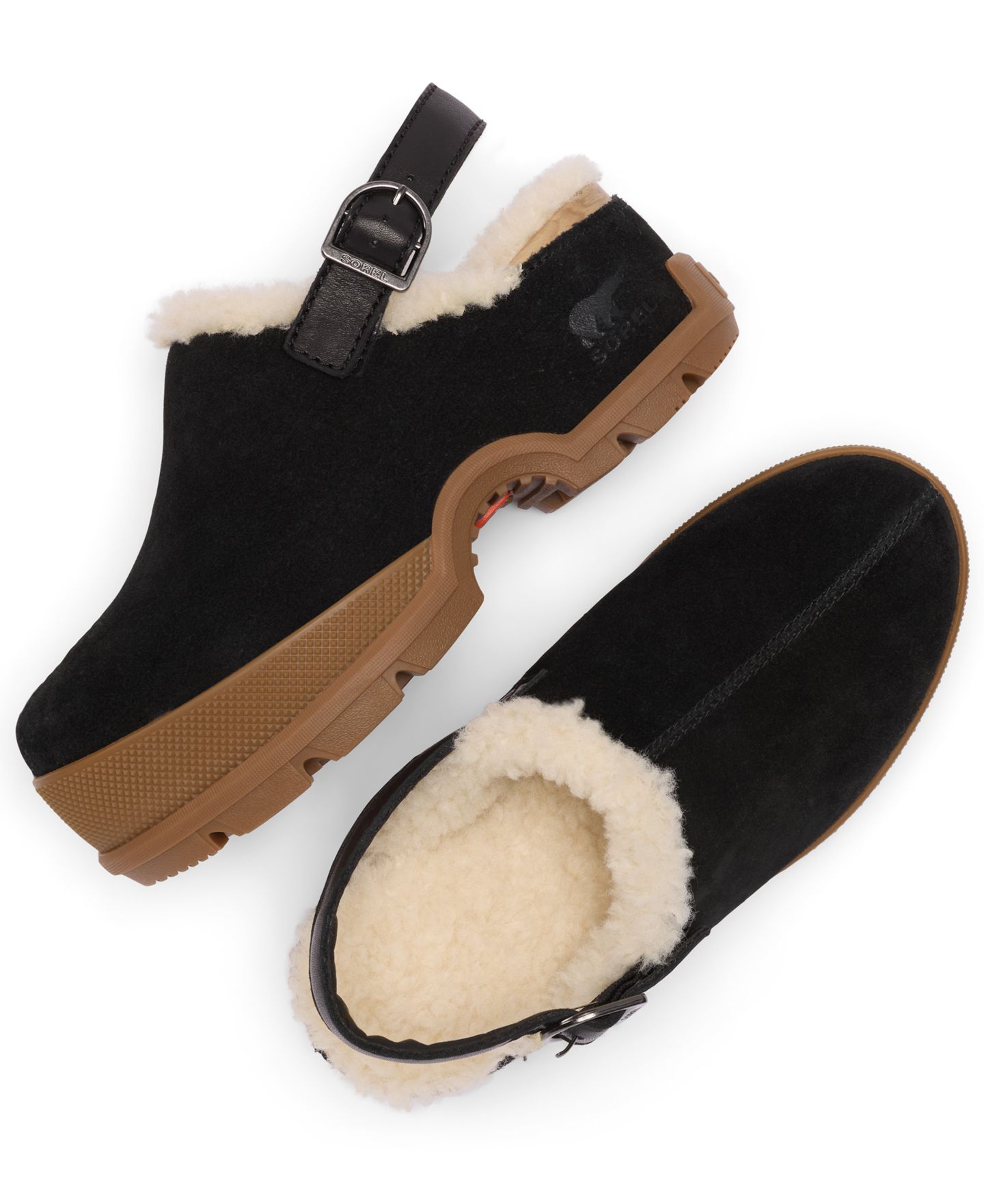 Женские сабо Sorel Roam'N Cozy Slingback, цвет: Чёрный / Карамельный — фото 7