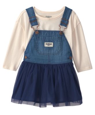Baby Girls' Long-Sleeve Top and Chambray Skirtall, 2-Piece Set