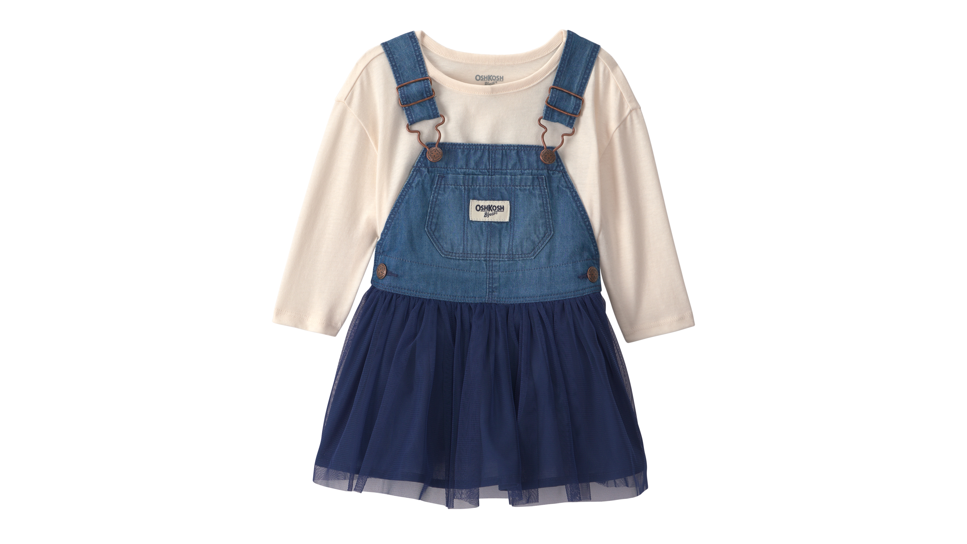 Osh Kosh Baby Girls' Sleeveless Chambray Skirtall Jumper and T-Shirt, 2-Piece Set