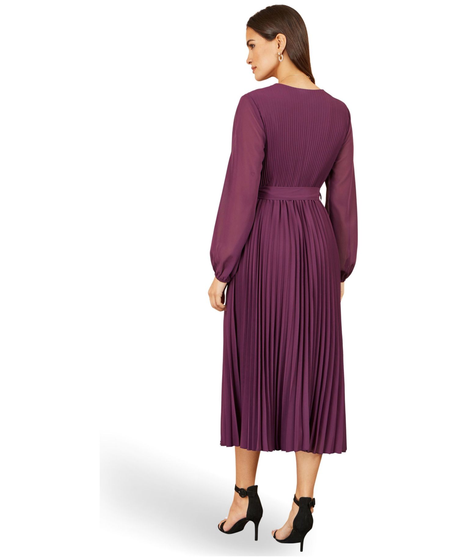 Women's Long-Sleeve Wrap Midi Dress
