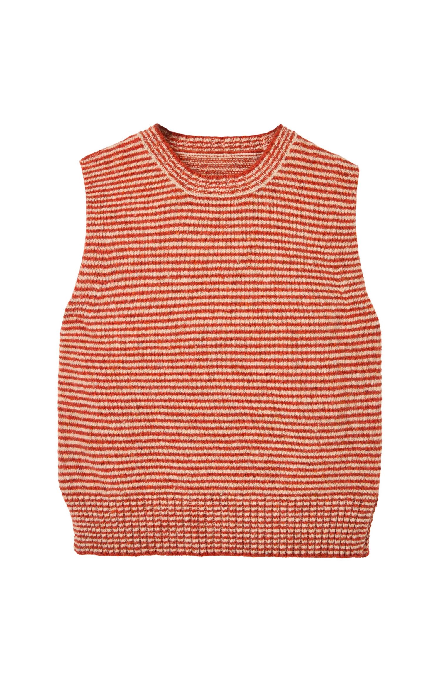 Women's Donegal Sleeveless Microstripe Crewneck Sweater