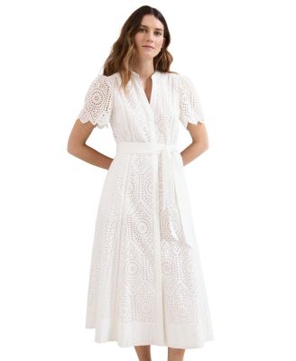 Women's Aletta Eyelet A-Line Tie-Waist Midi Dress