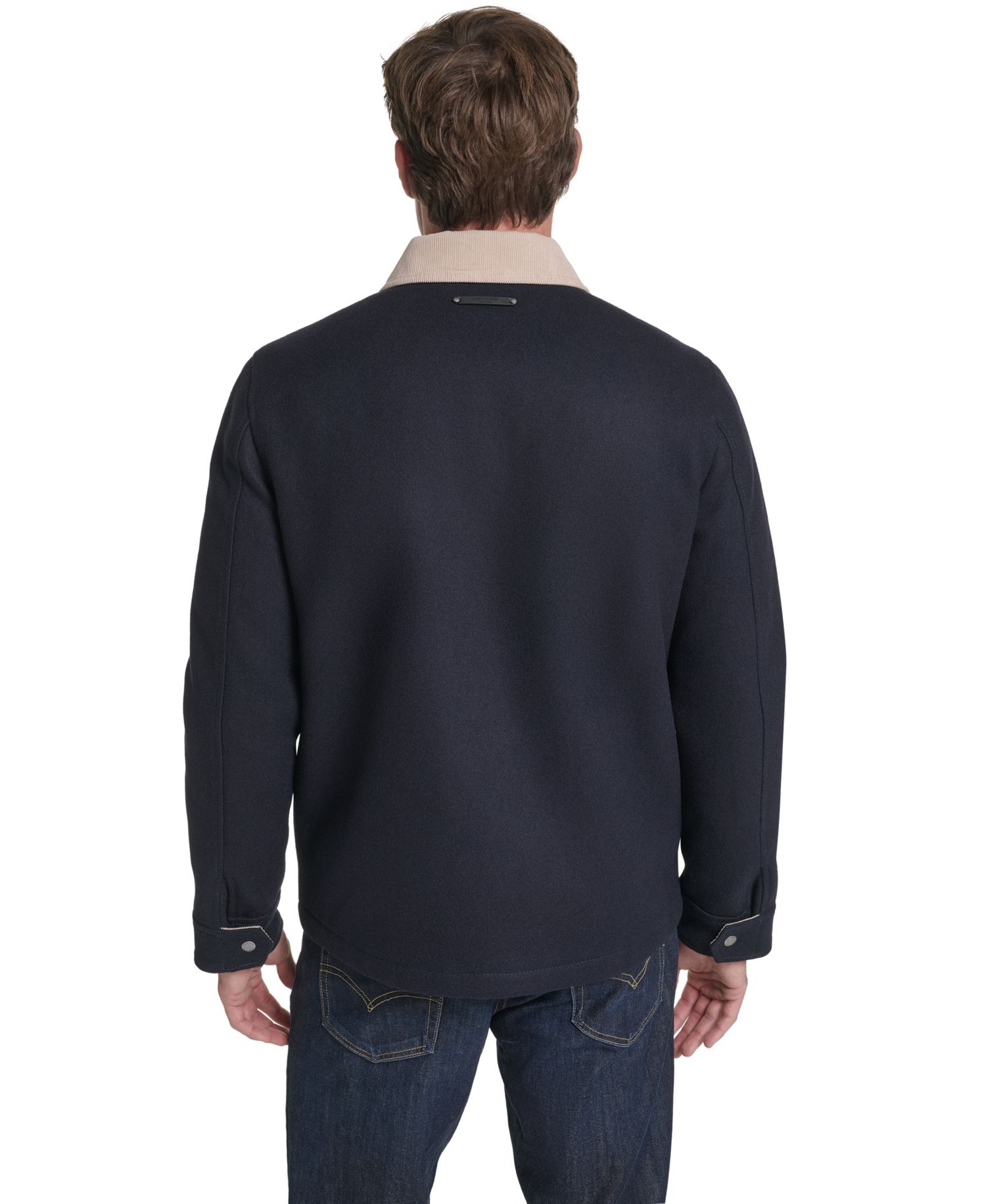 Men's Front-Zip Melton Wool Jacket