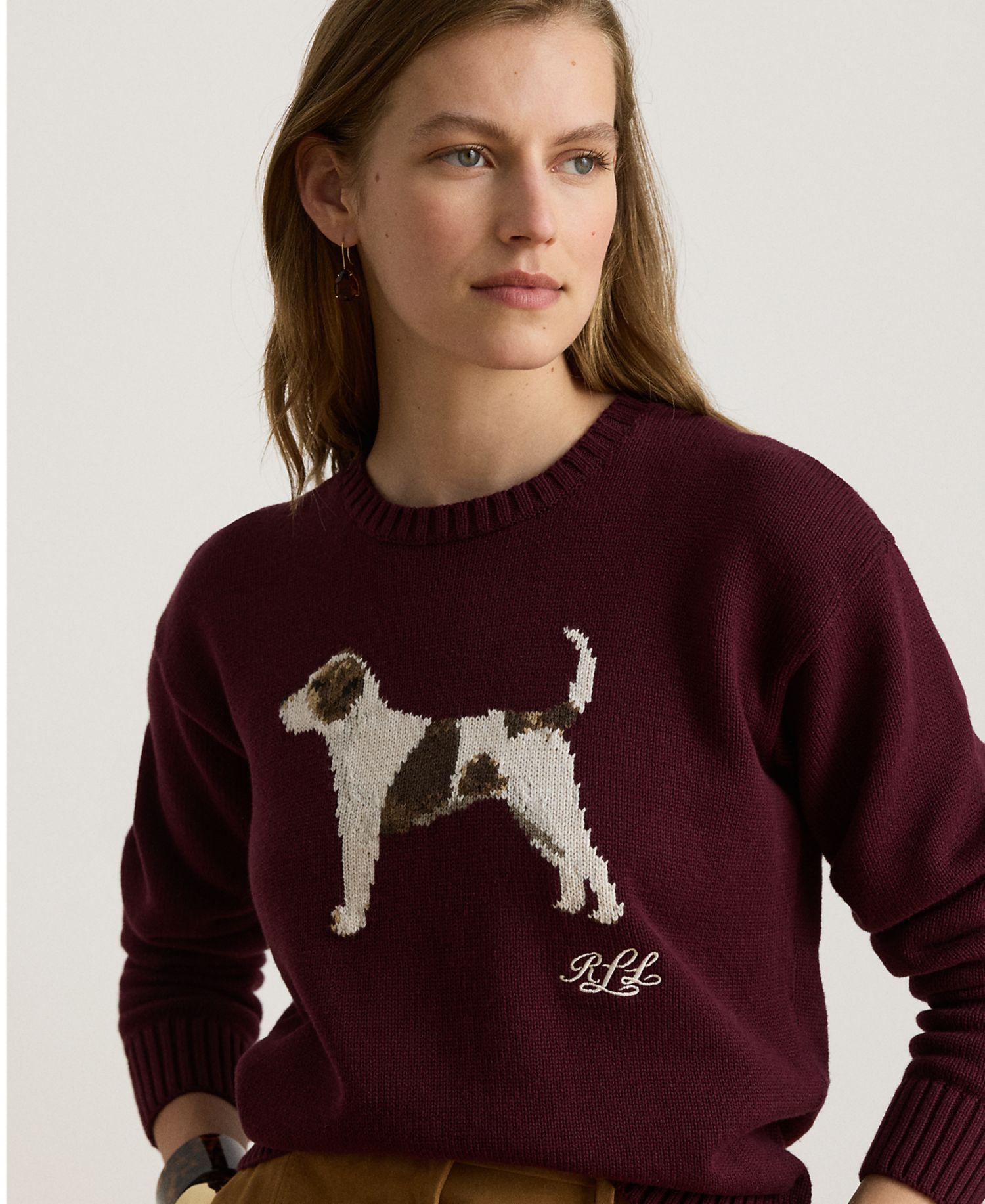 Petite Intarsia-Knit Crewneck Sweater