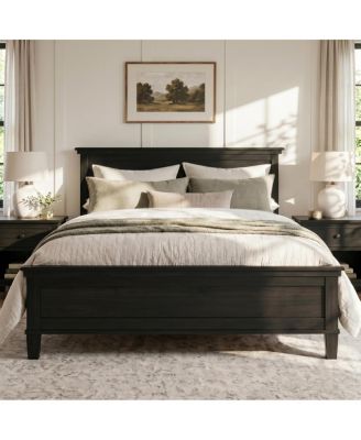 Mid-Century Modern Queen Platform Bed with Headboard