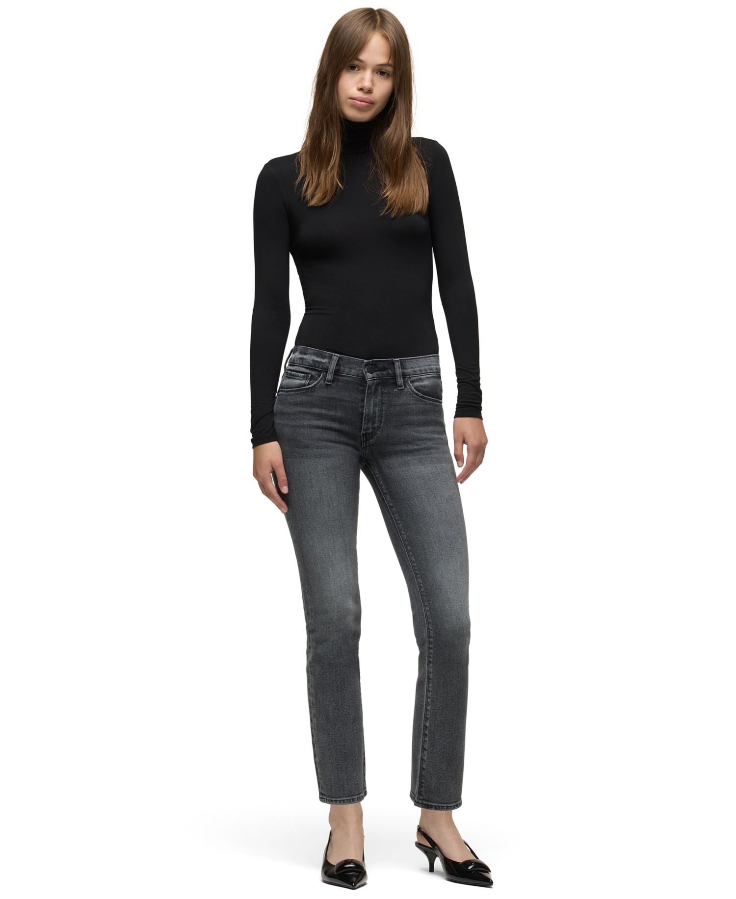 Women's Nico Mid-Rise Straight-Leg Cropped Denim Jeans