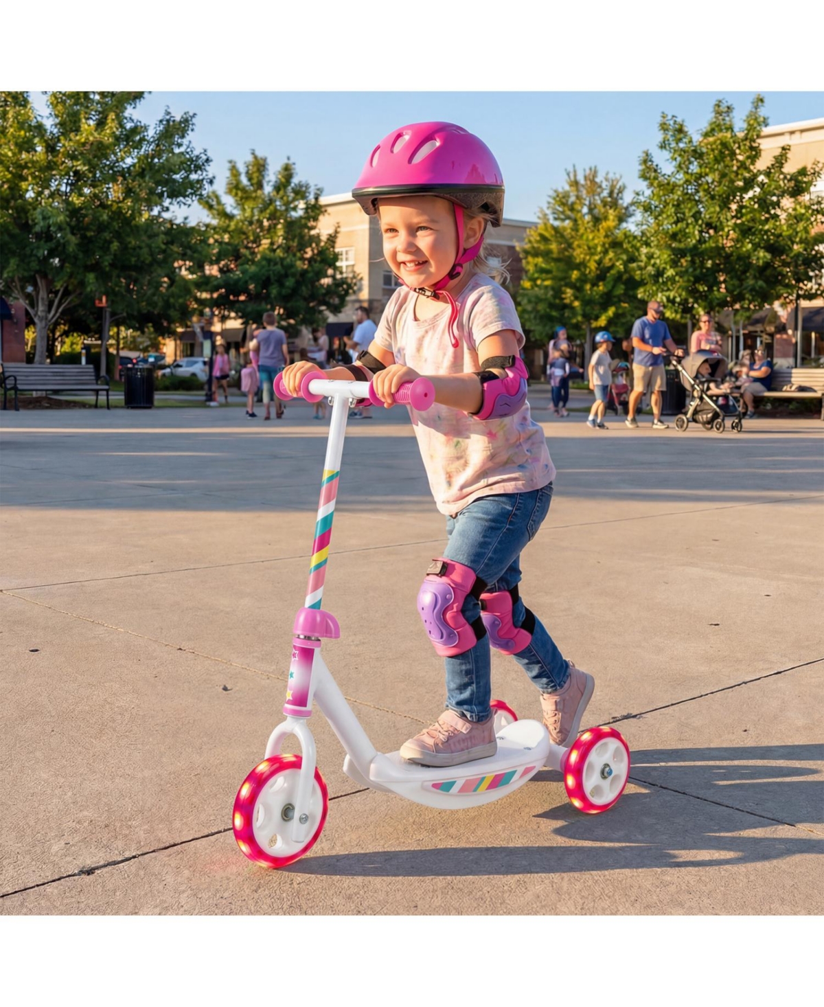 Slickblue Kids Kick Scooter with Light-Up Wheels and Wide Deck
