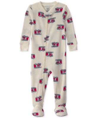 Carters Baby Boys' Firetrucks Thermal Snug Fit Footed Long-Sleeve Pajama