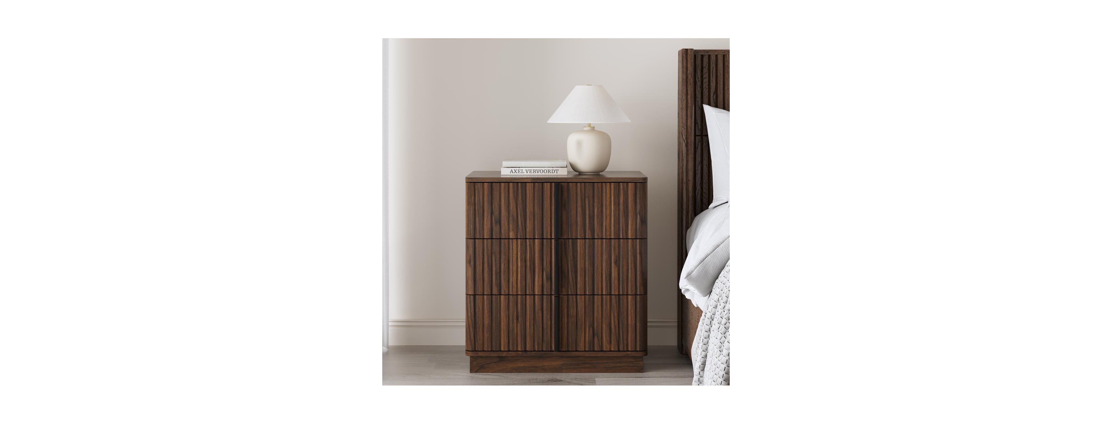 Streamdale Furniture Vintage 3-Drawer Vertical Stripe Nightstand