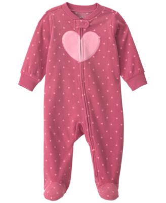 Baby Girls' Heart Fleece 2-Way Zip Sleep & Play 
