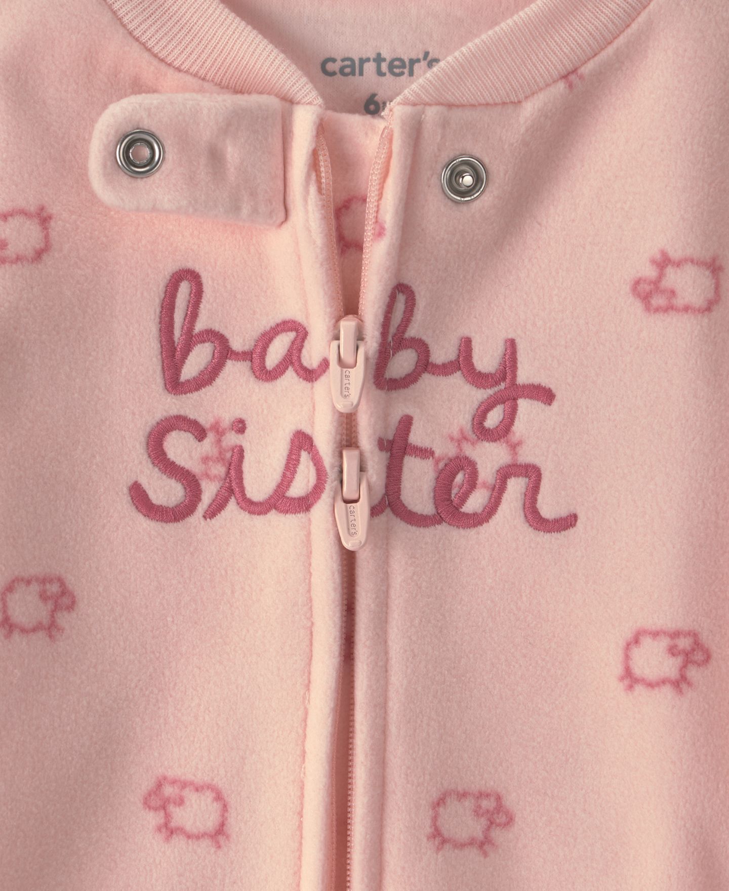 Детский флисовый комбинезон для сна Carter's Baby Sister на двусторонней молнии, цвет: Розовый — фото 4