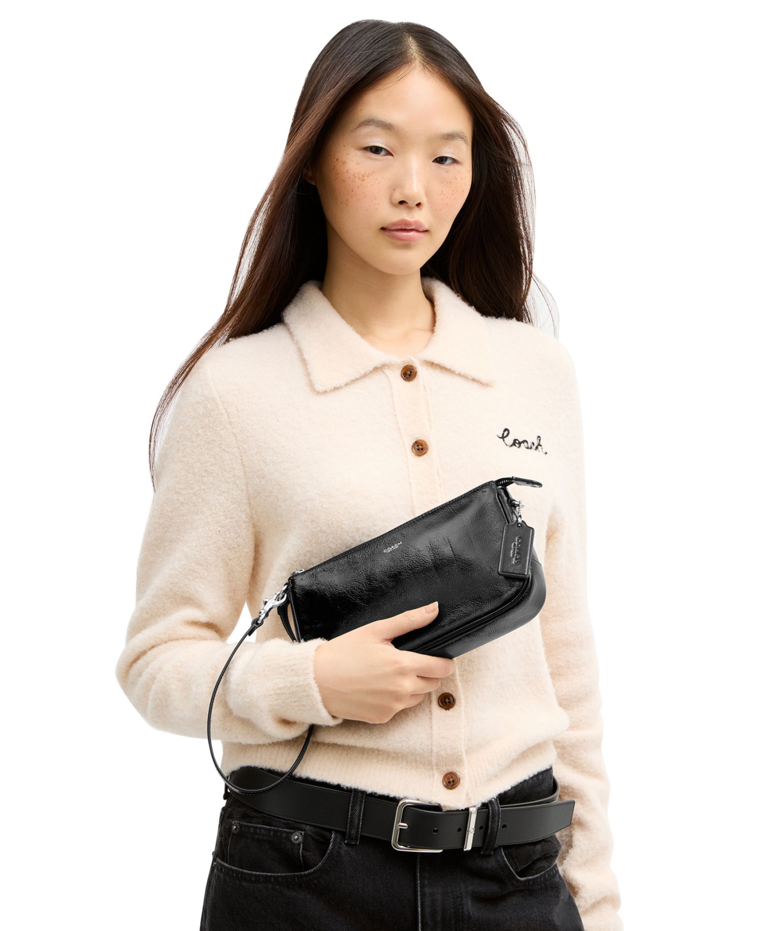 Plaza Small Glazed Leather Shoulder Bag