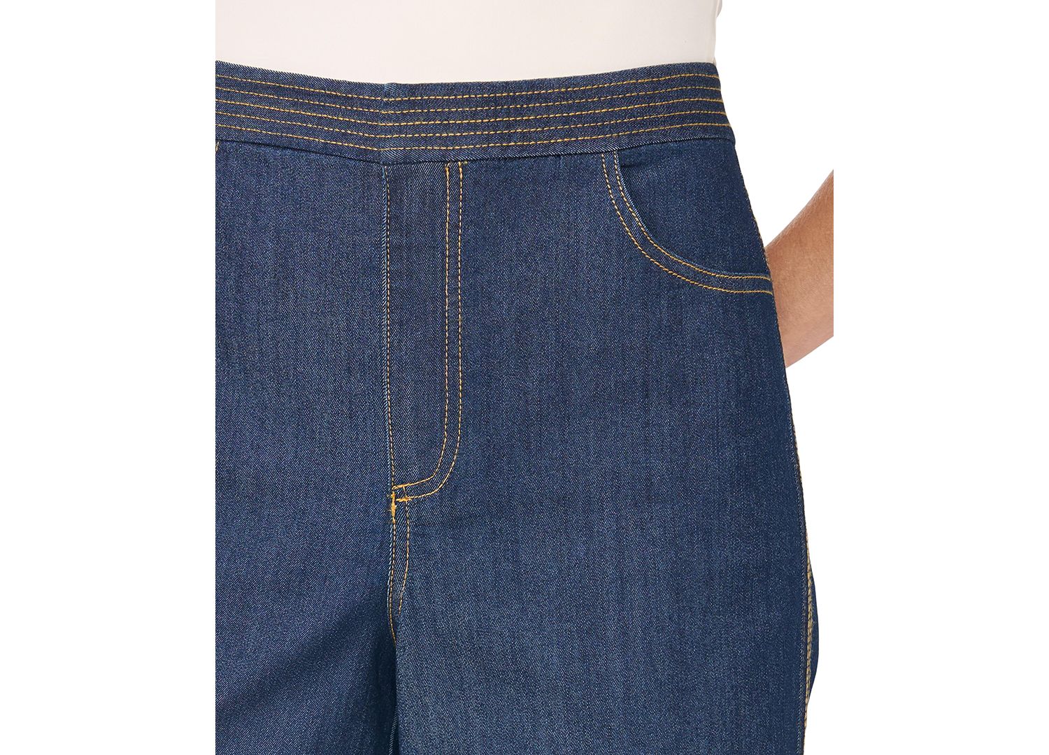 Women's Double Contrast High-Waisted Wide-Leg Stretch Jeans