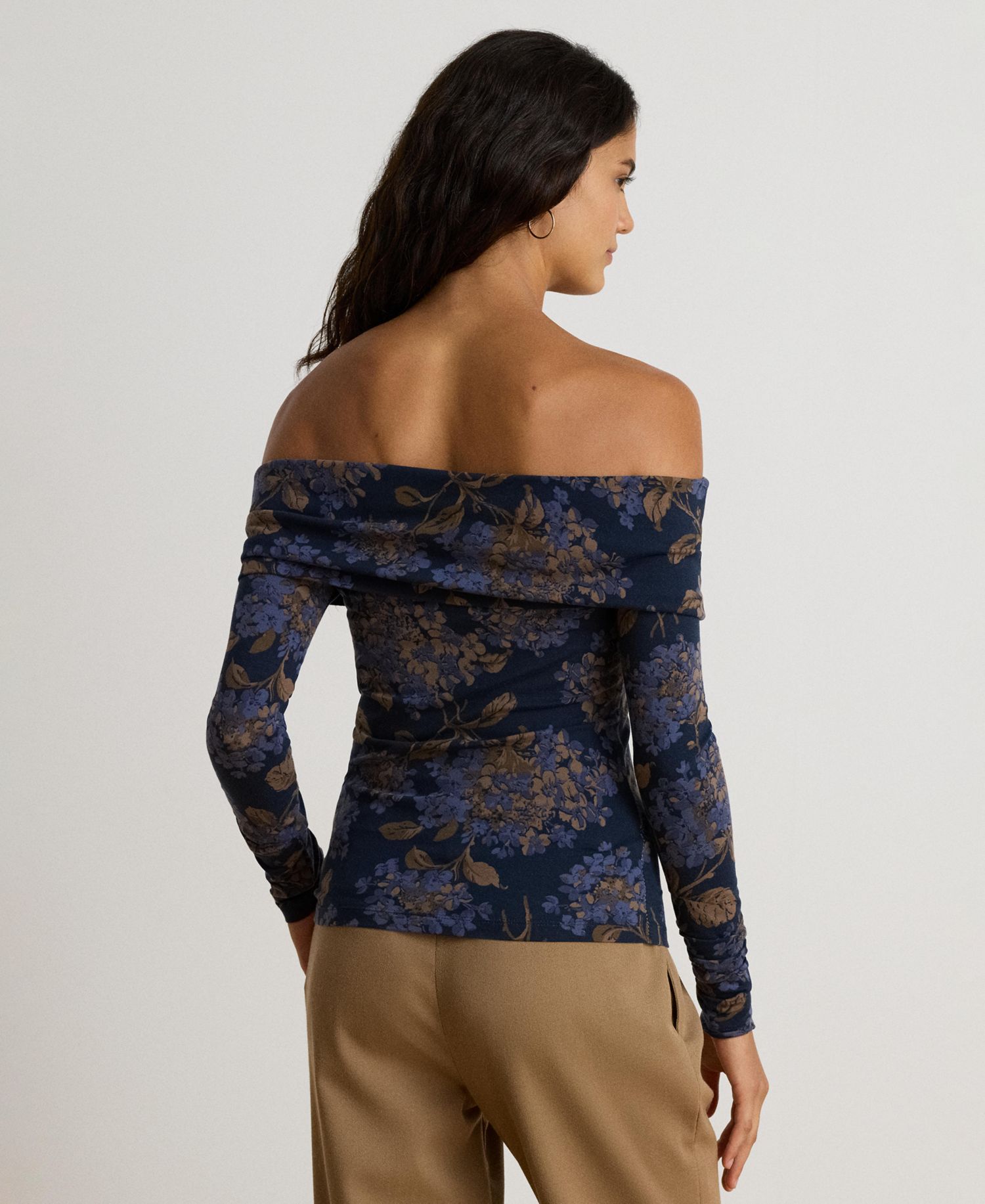 Women's Off-the-Shoulder Long-Sleeve Floral Top