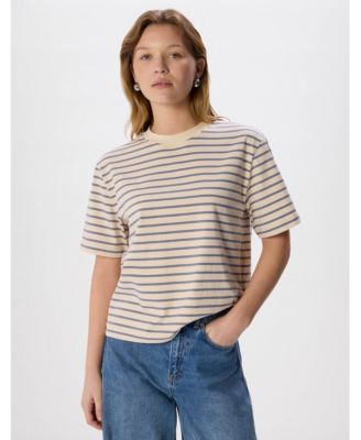 Women's Stripe Crewneck Cotton T-Shirt