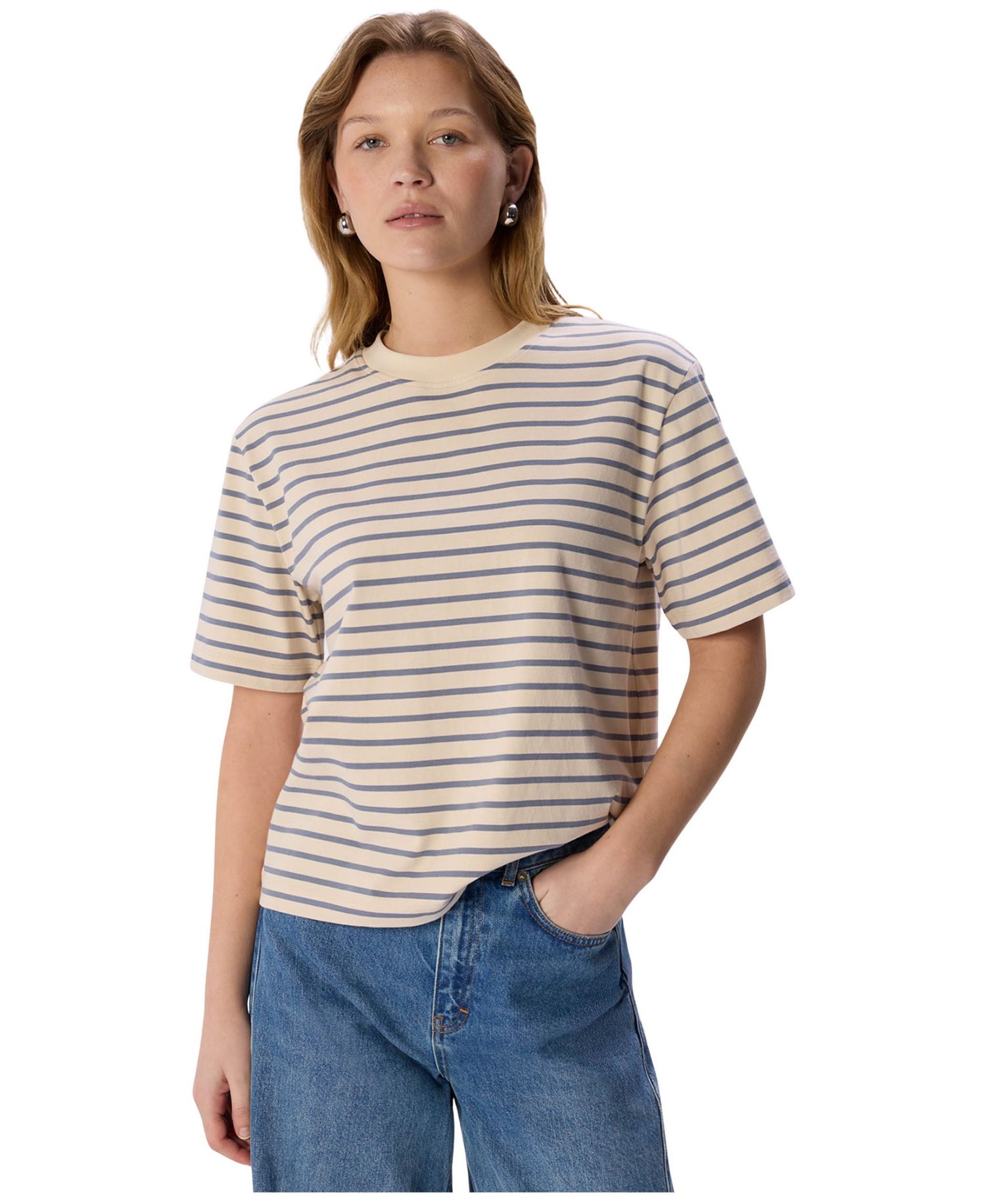 Women's Stripe Crewneck Cotton T-Shirt