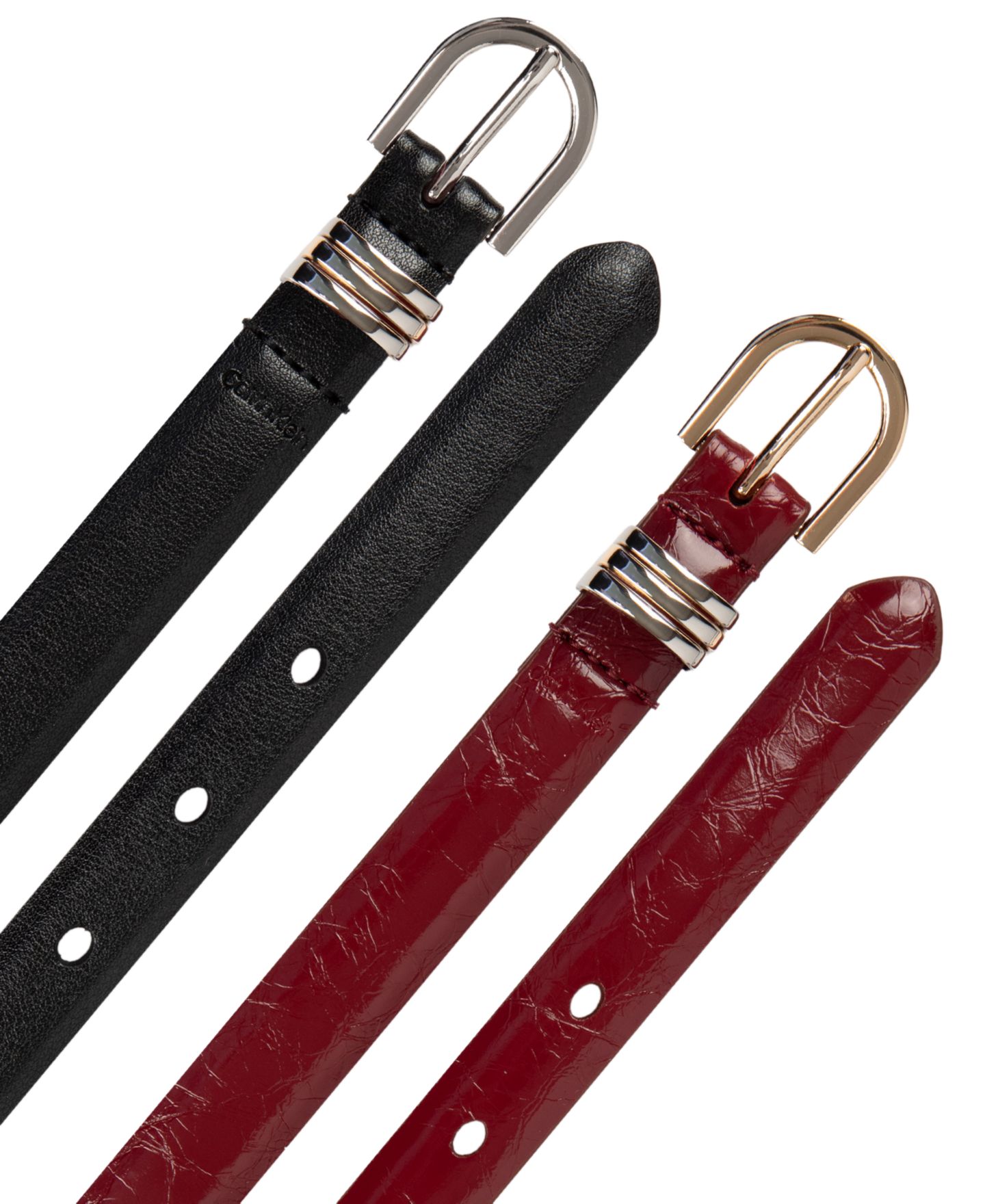 Женские ремни Calvin Klein Skinny Solid and Embossed Belt Set, цвет: Чёрный / Красный — фото 5