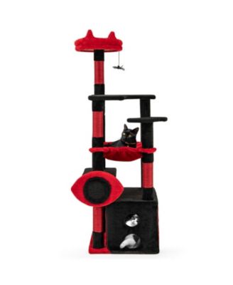 Gothic Cat Tree Tower with Dangling Spider Toy, 52 Inch