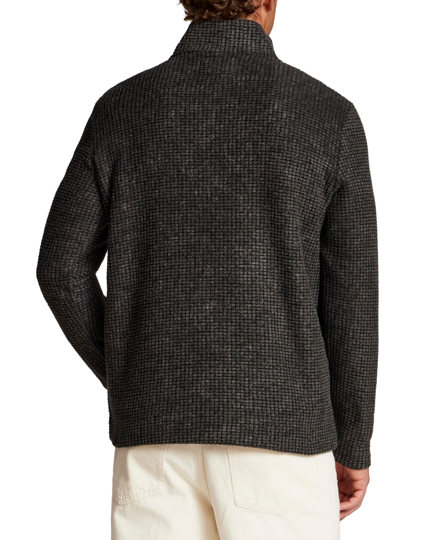 Мужской свитер Weatherproof Vintage Terry Grid Fleece Quarter-Zip, цвет: Чёрный — фото 5