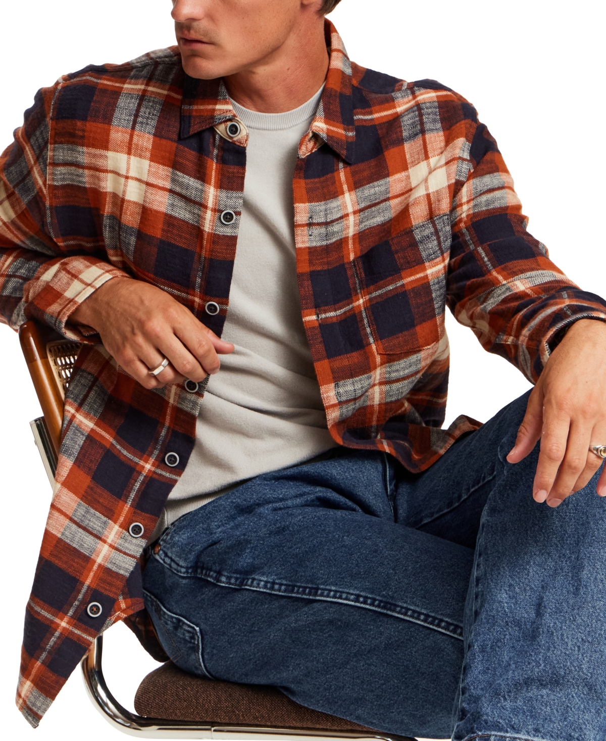 Weatherproof Vintage Men's Slub Flannel Plaid Shirt