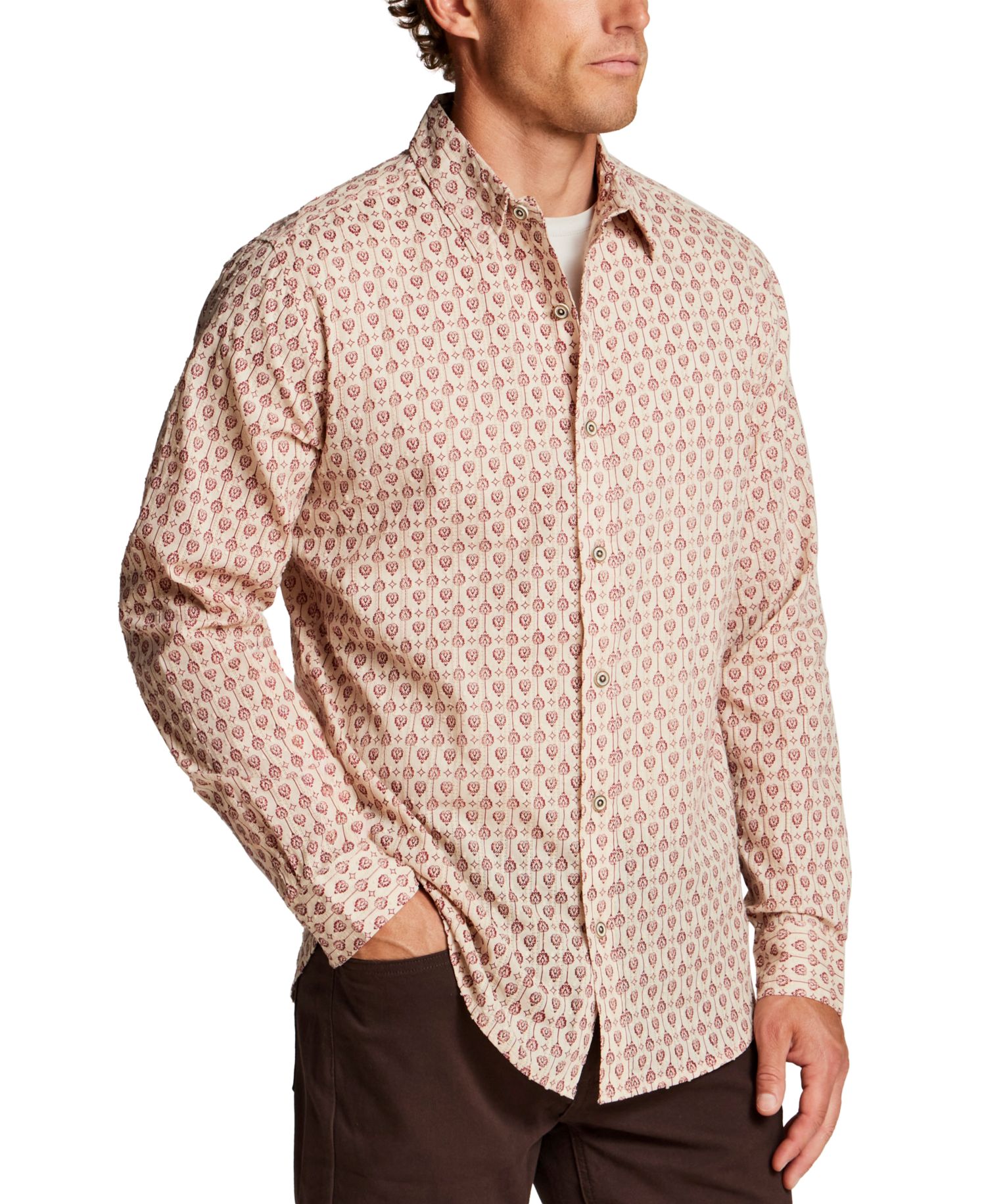 Men's Dobby Motif Holiday Print Shirt
