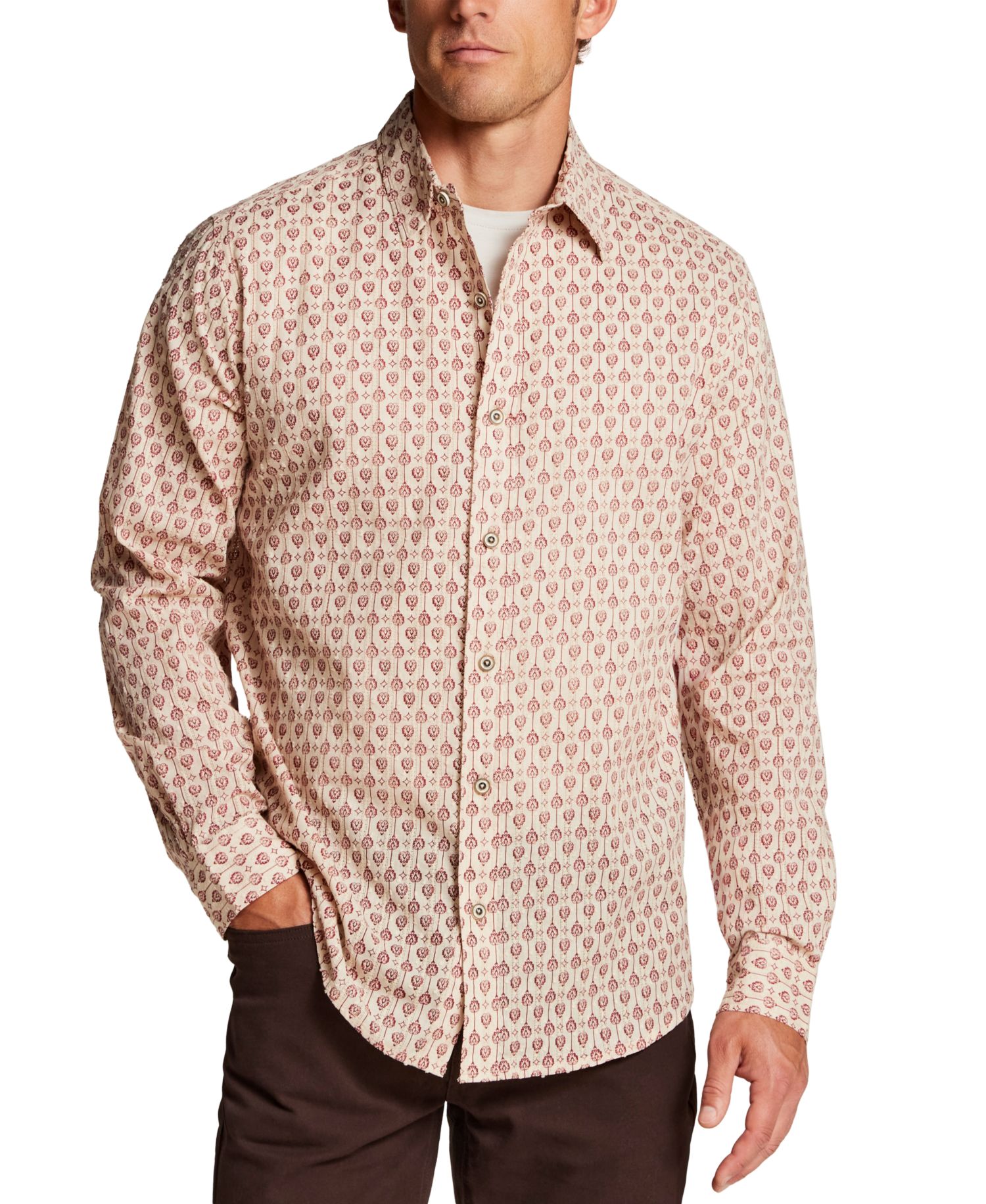 Men's Dobby Motif Holiday Print Shirt