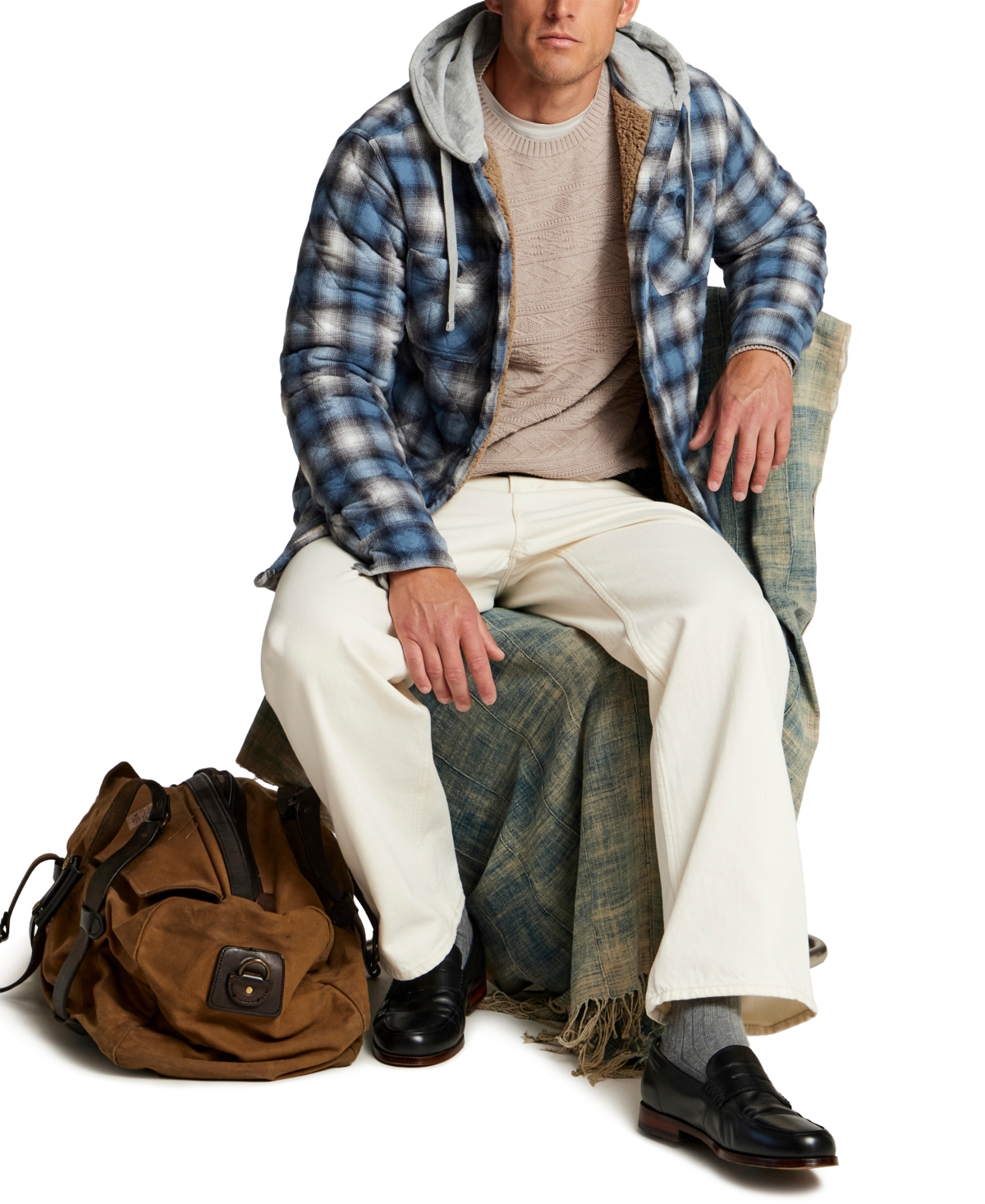 Weatherproof Vintage Men's Quilted Sherpa Lined Shirt Jacket