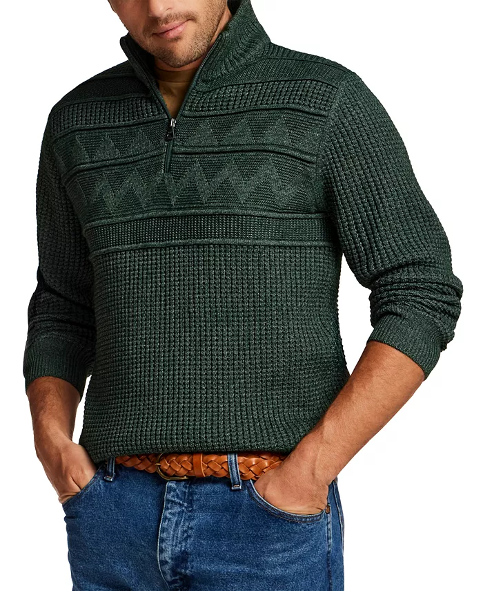 Men's Textured Zig Zag Yoke Quarter-Zip Sweater - thumbnail 8