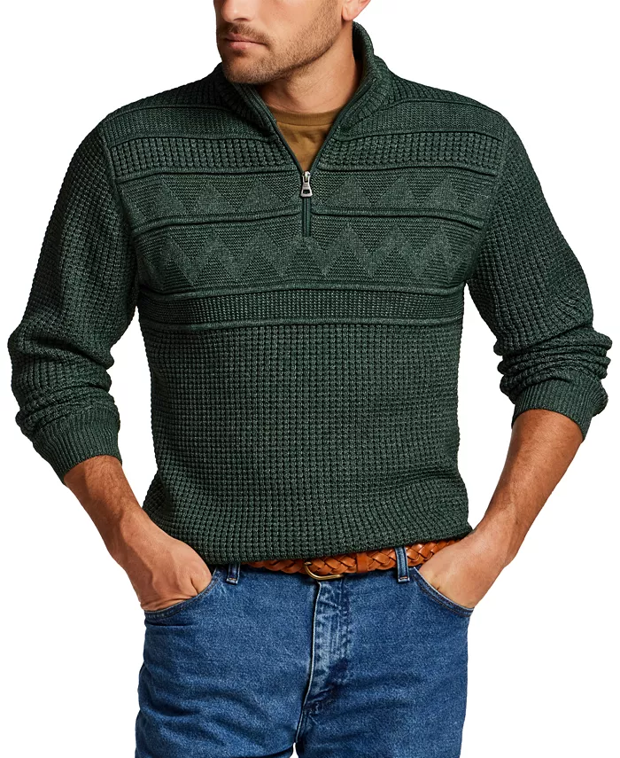 Men's Textured Zig Zag Yoke Quarter-Zip Sweater - thumbnail 7