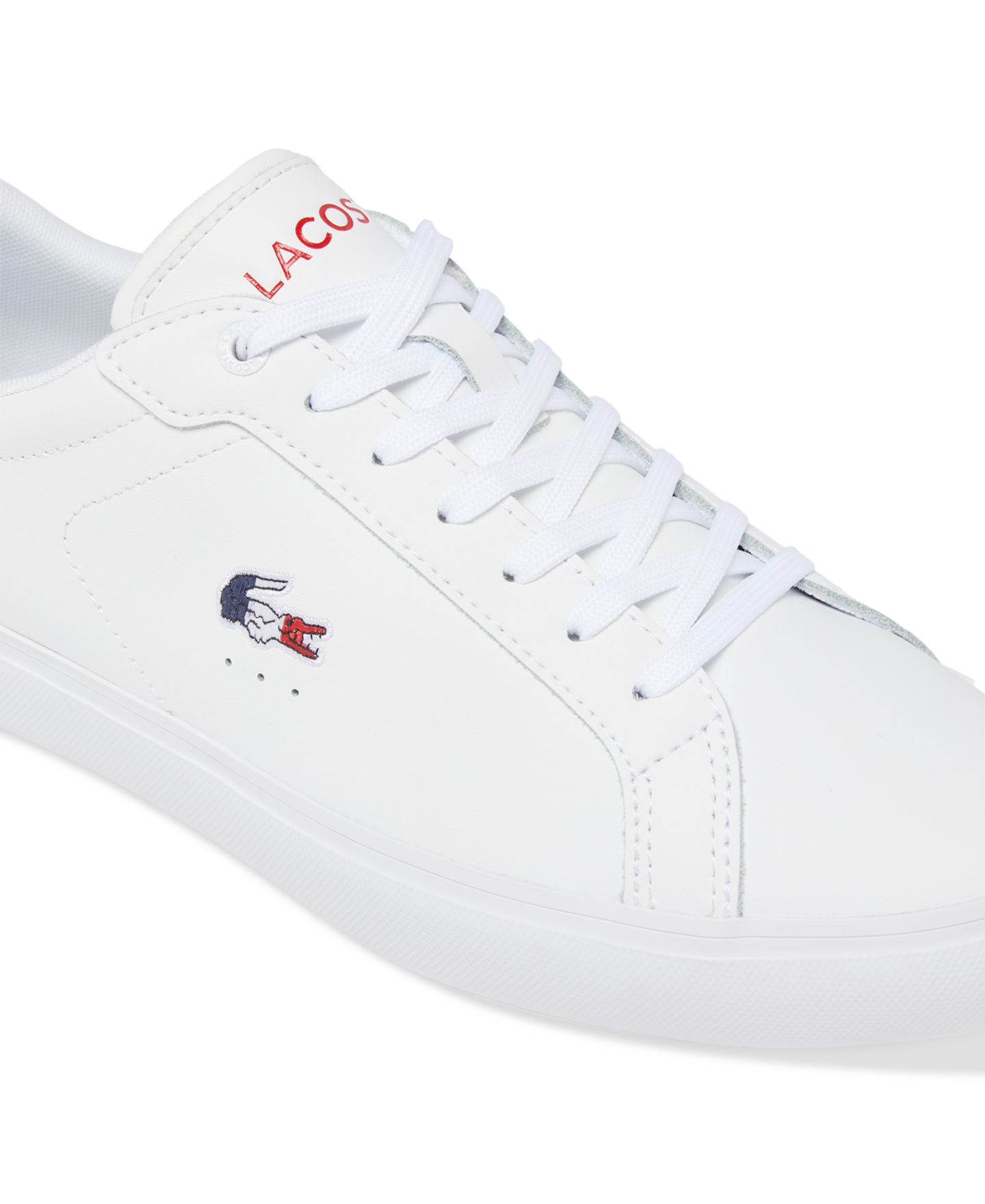 Мужские кроссовки Lacoste Powercourt Leather Lace-Up Tennis Sneakers, цвет: Белый / Тёмно-синий — фото 5