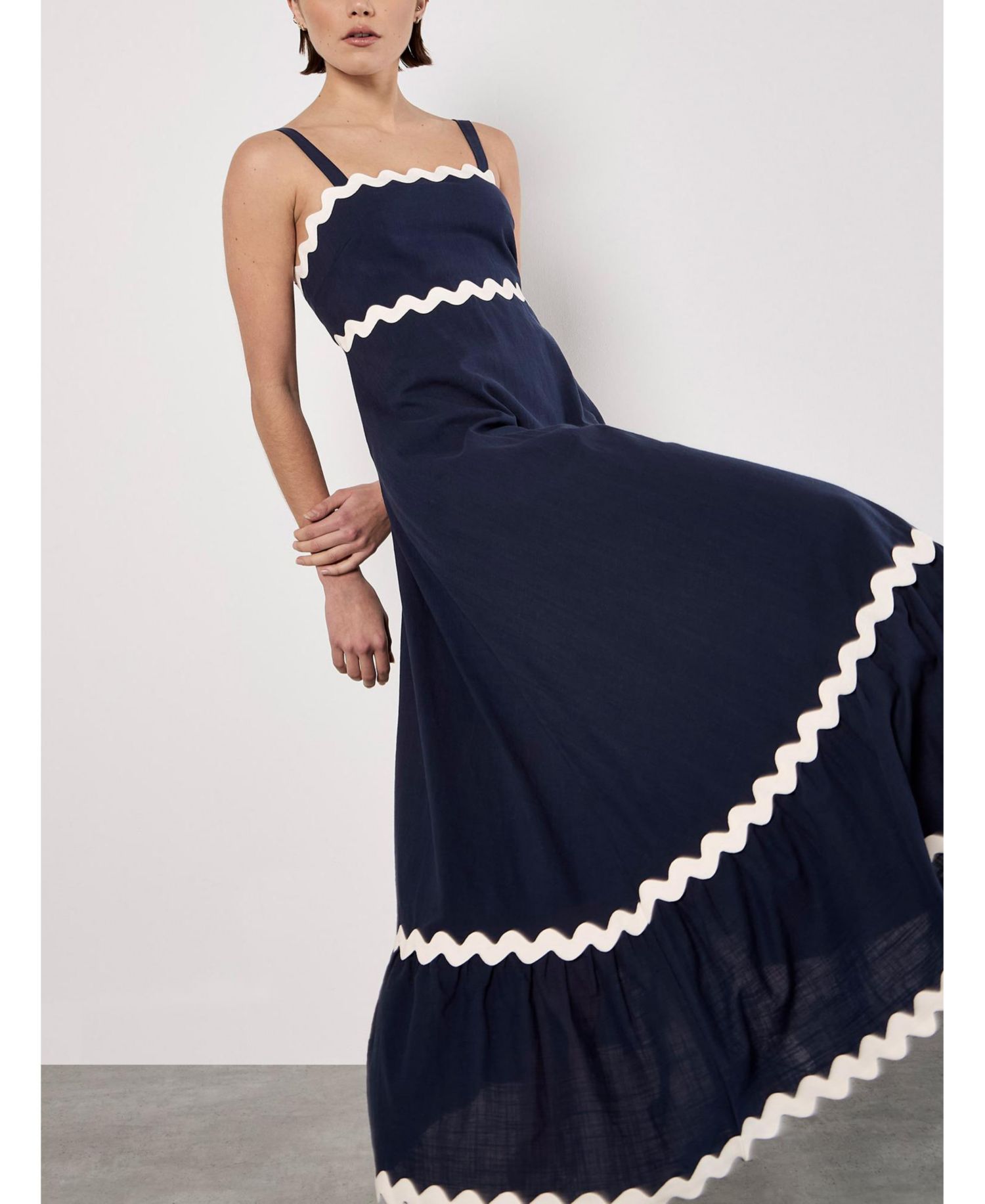 Women's Rick Rack Trim Trapeze Midaxi Dress