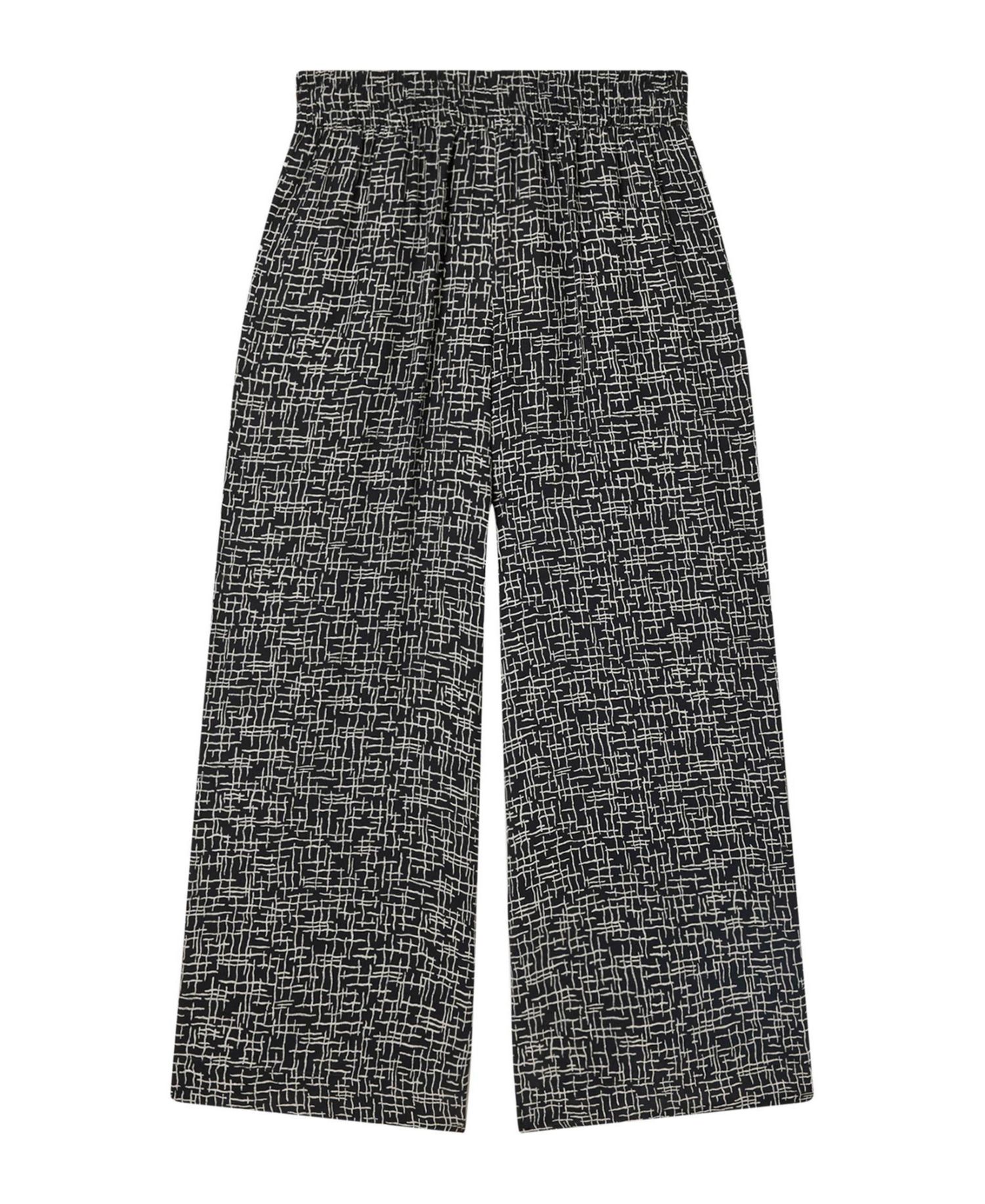 Women's Woven Grid Crop Wide-Leg Trouser