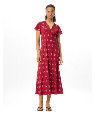 Women's Floral A-Line V-Neck Midi Dress