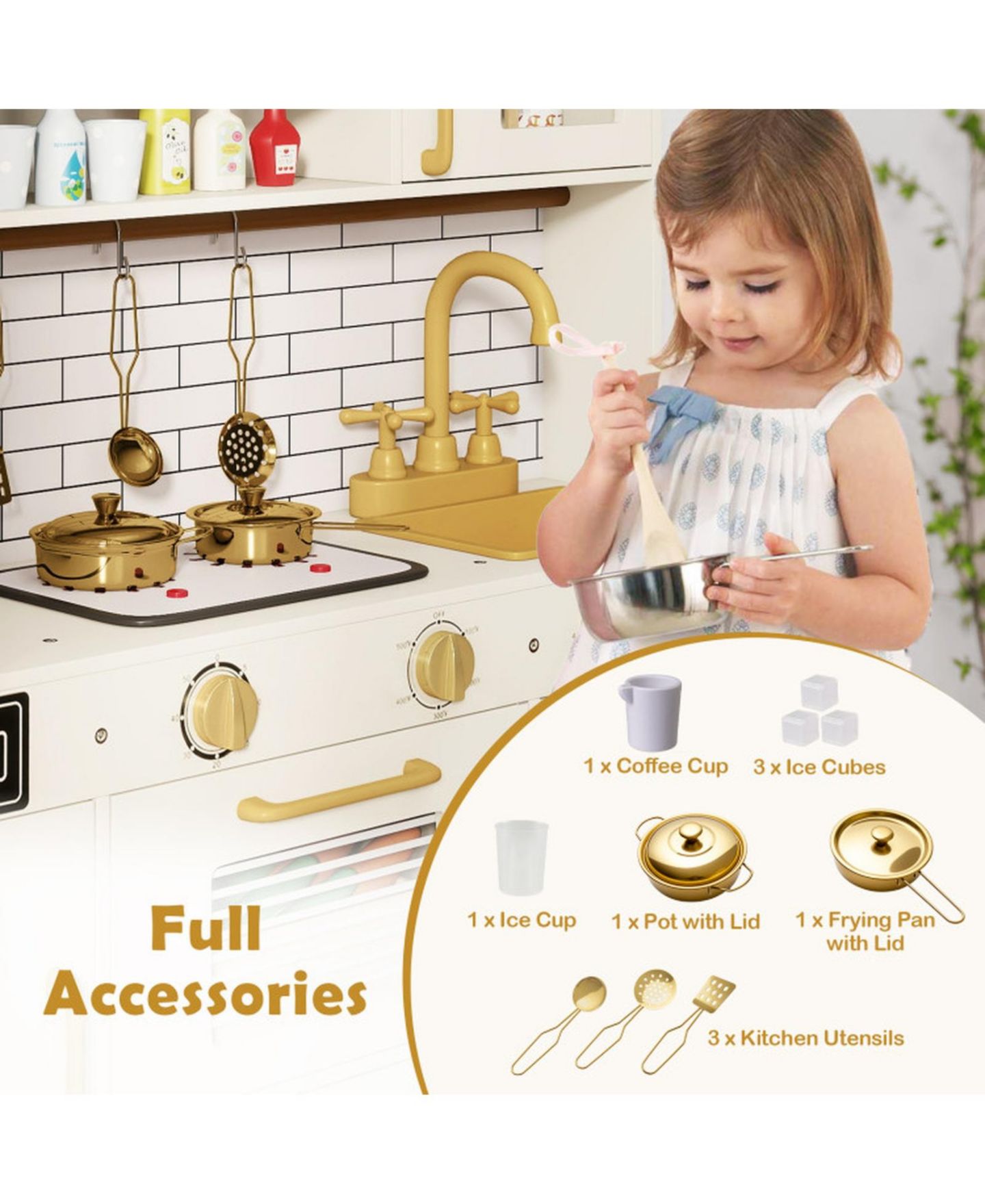 Детский игровой набор HONGGE Sound-and-Light Stoves Water Dispenser 11-Piece Playset, Ages 3+, цвет: Натуральный — фото 8