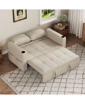 63" Sleeper Chair Bed 3-in-1 Pull Out Loveseat Sofa with Adjustable Backrest
