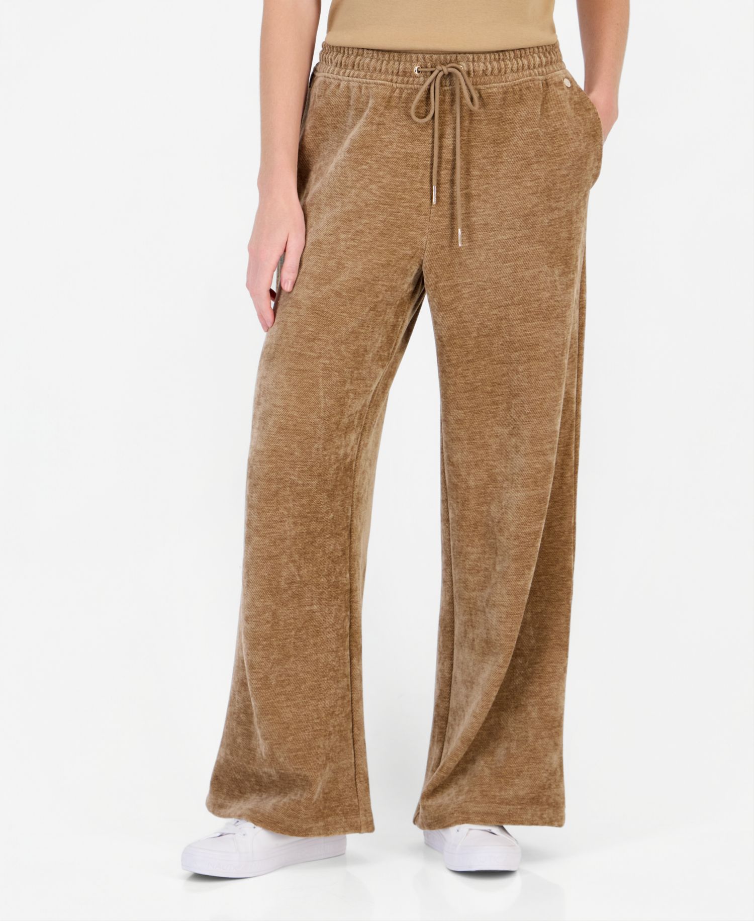 Women's Twill Double Rib High-Rise Wide-Leg Drawstring Pants