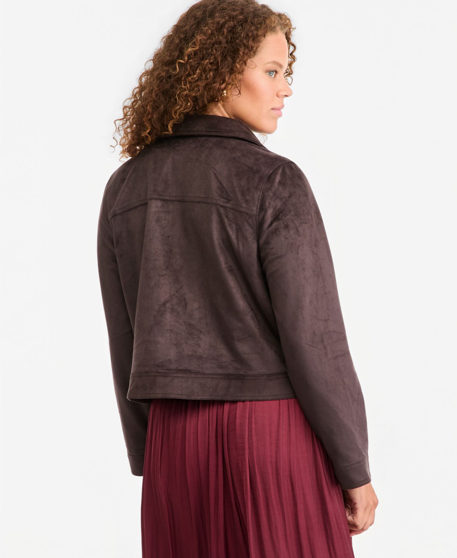 Women's Cropped Faux Suede Jacket