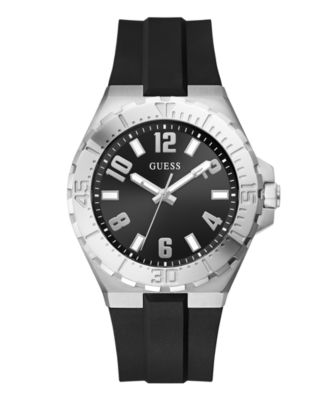 Men's Quartz Black Silicone Watch 44mm