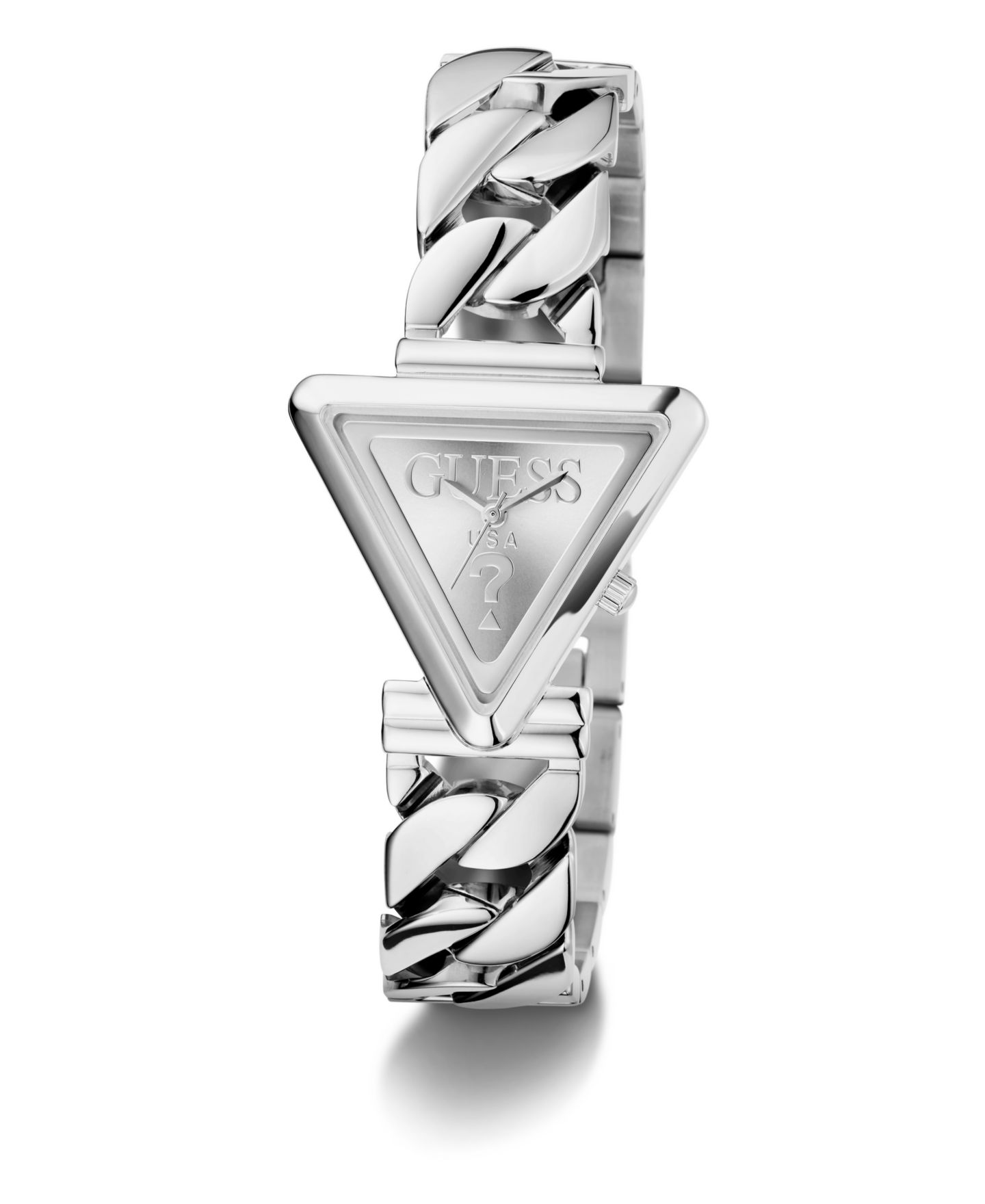 Женские часы GUESS Quartz Silver-Tone Stainless Steel Watch 30mm x 34mm — фото 5