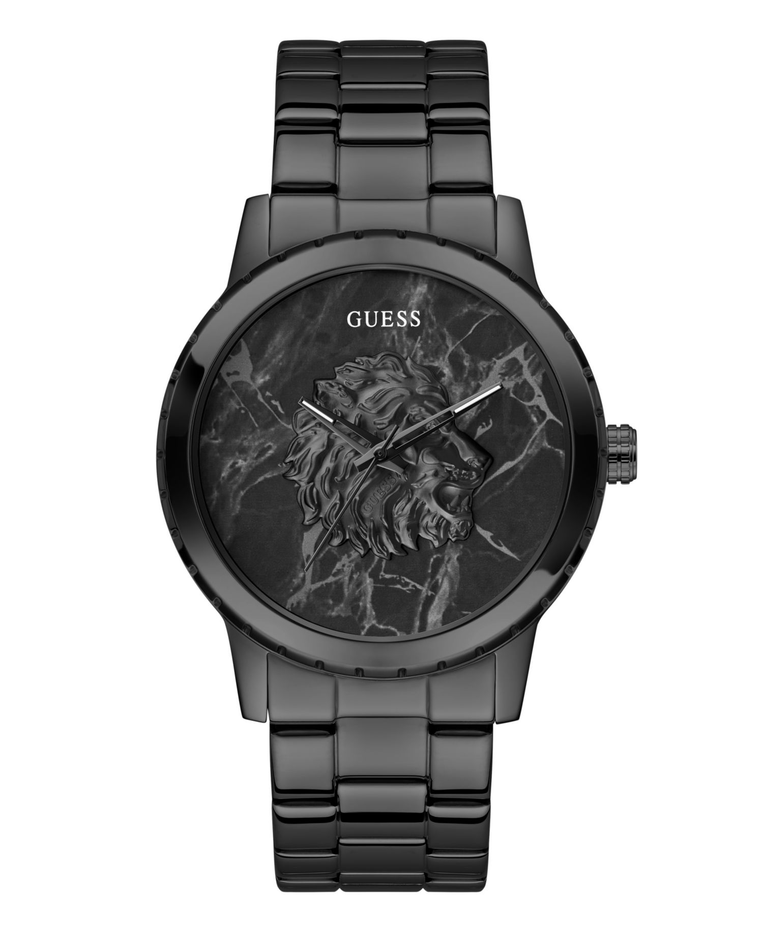 Men's Quartz Black Stainless Steel Watch 44mm