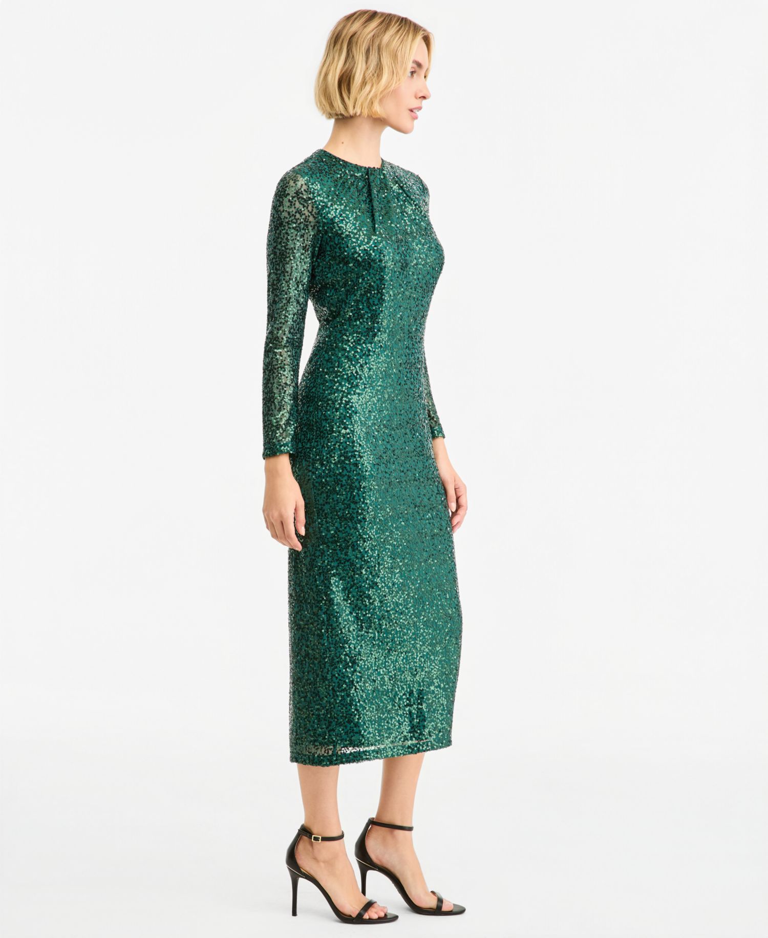Women's Long-Sleeve Midi Sequin Dress