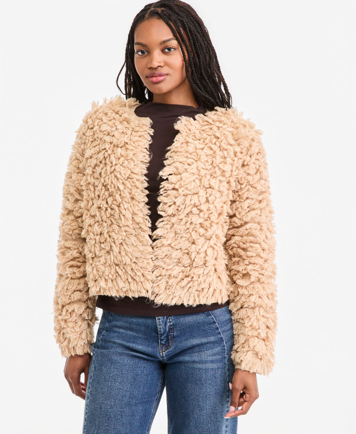 Women's Loopy Textured Cropped Cardigan