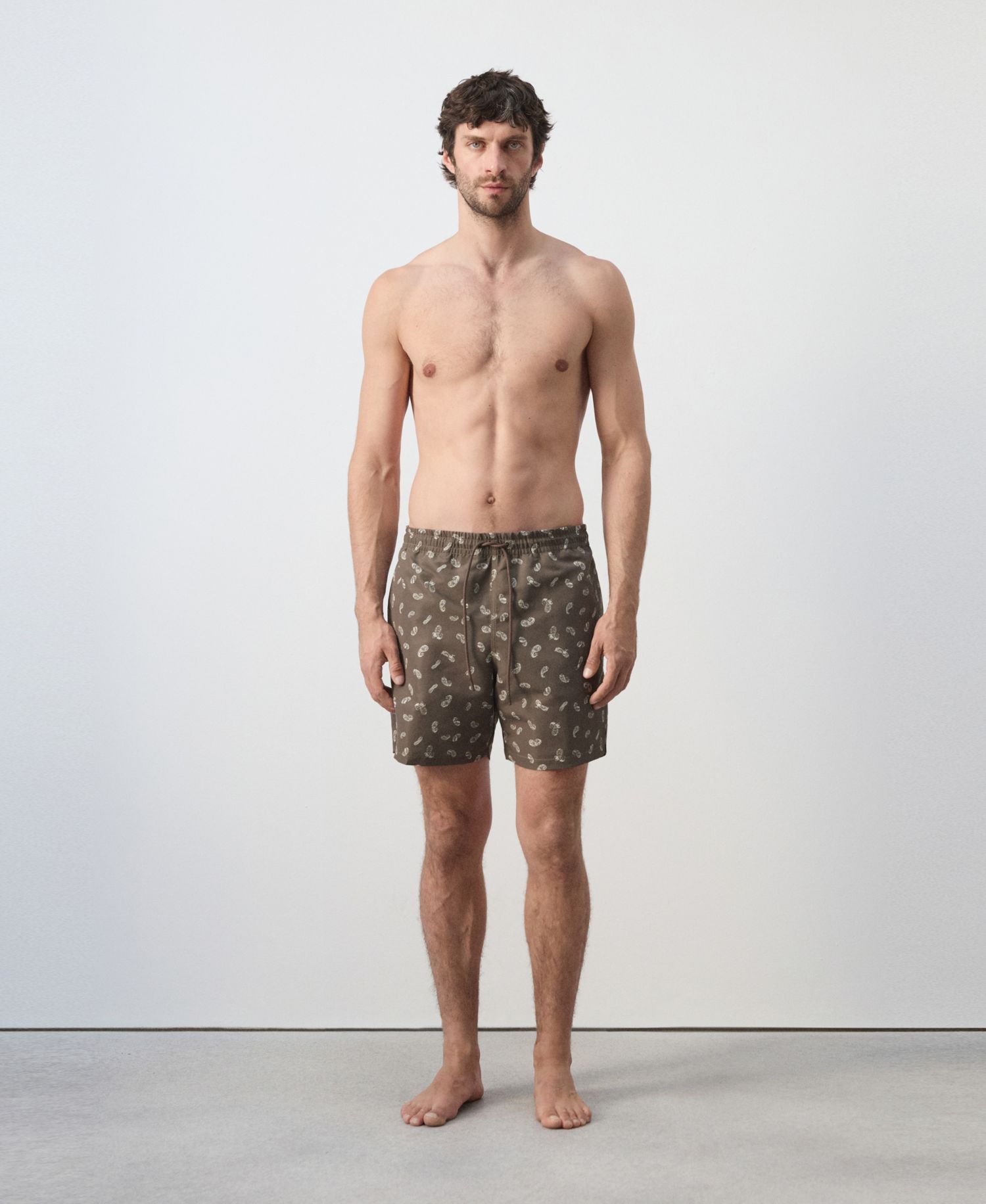 Men's Drawstring Printed Swimsuit