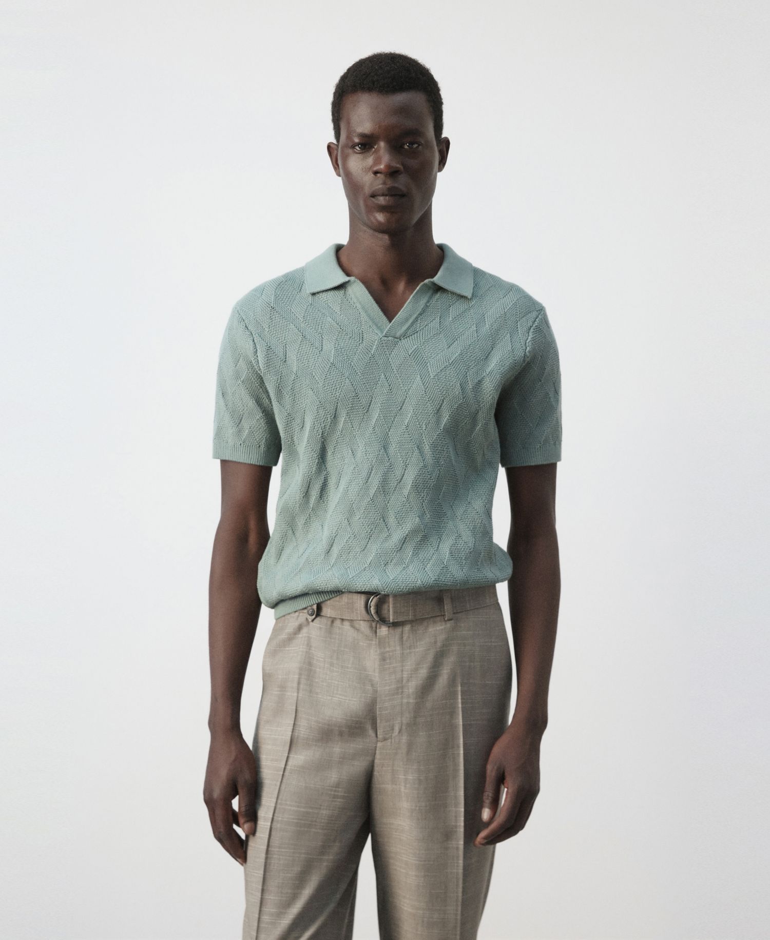 Men's Cotton Ribbed Structured Polo Shirt