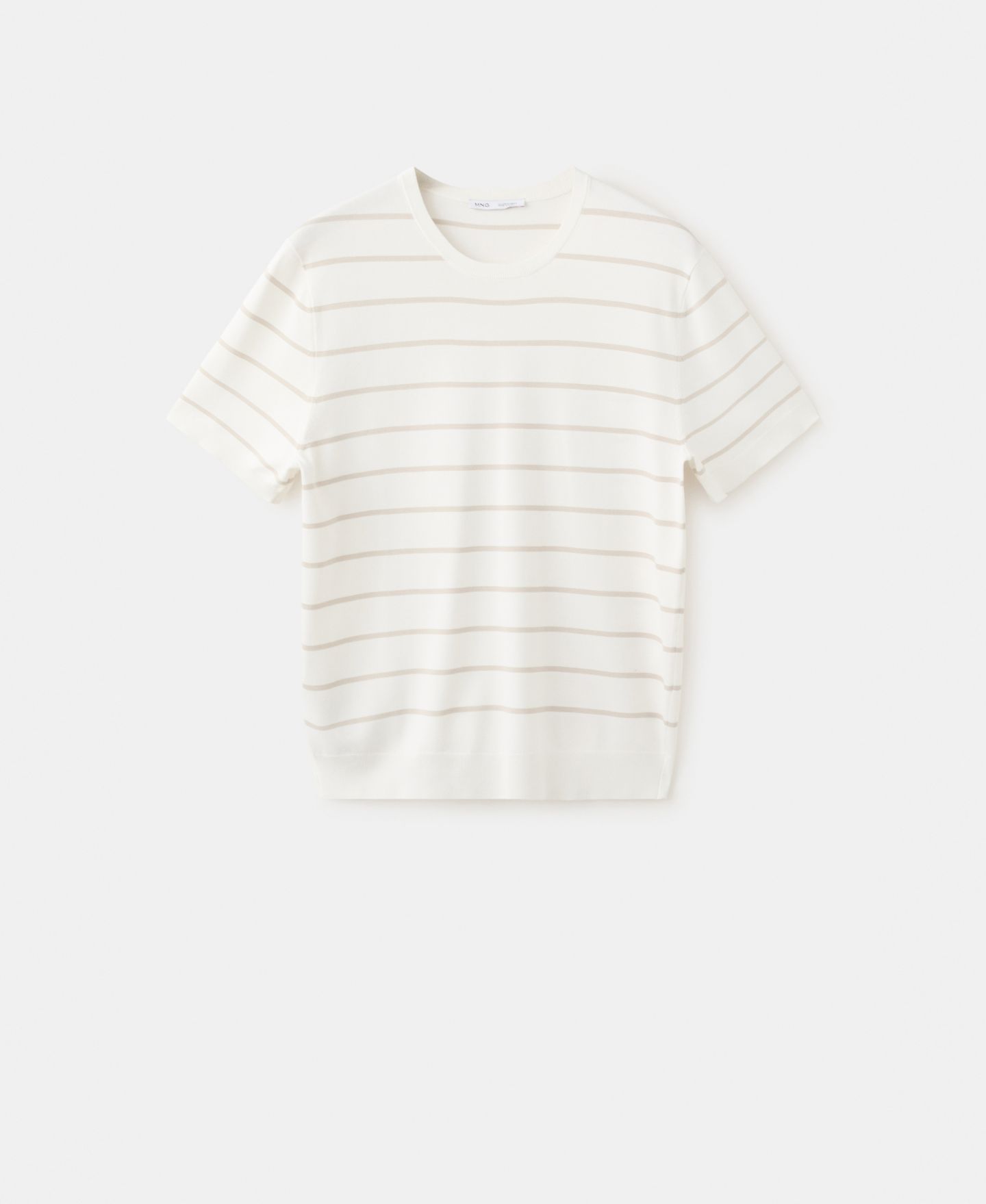 Мужская футболка Mango Striped Jersey, цвет: Молочный белый — фото 2