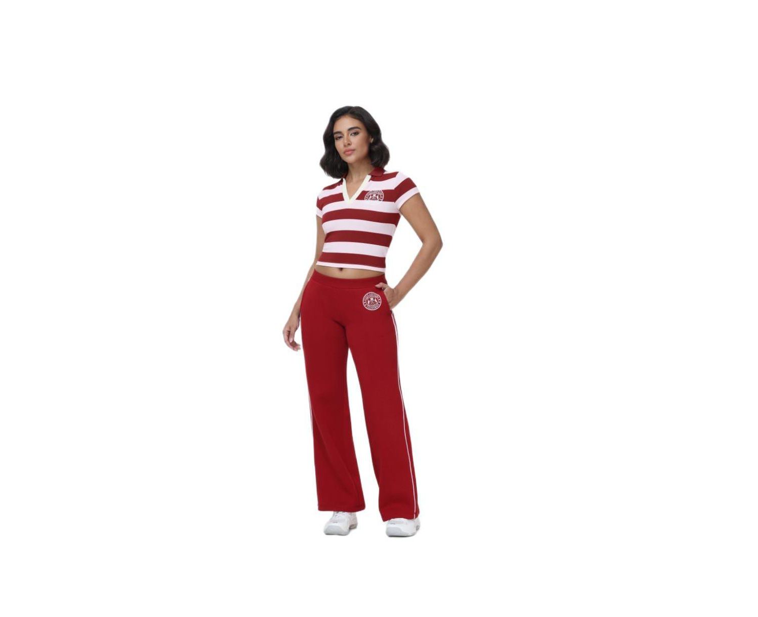 Women's Cropped Stripe Polo Top